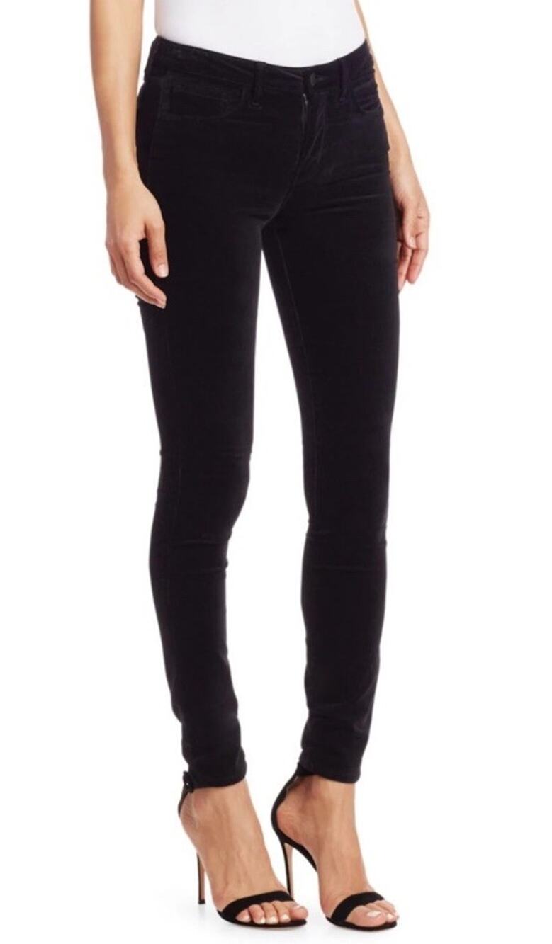 L'Agence Marguerite Black Velvet High Rise Ankle Jean Going Out City Chic Sz 27